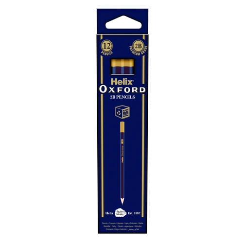 Helix Oxford 2B Grade Graphite Pencils (Pack of 12) with Plastic Free Packaging 856401