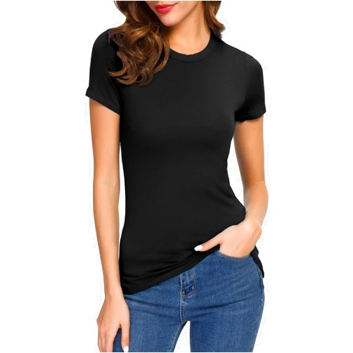 Urban CoCo Women's Crewneck Slim Fitted Short Sleeve T-Shirt Stretchy Bodycon Basic Tee Tops