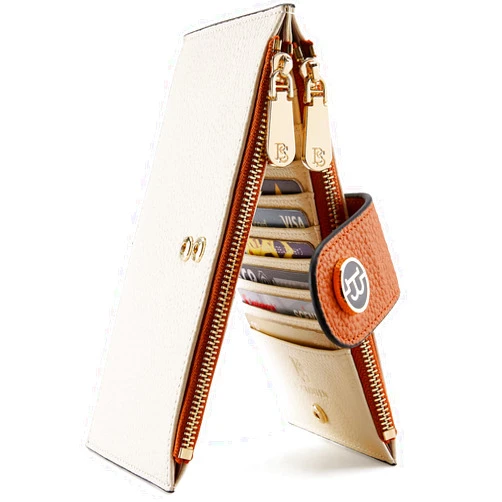 BOSTANTEN Leather Wallets for Women RFID Blocking Slim Bofild Purse Card Holder with Zipper Pocket