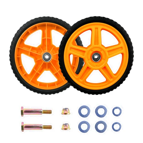 Antanker Lawn Mower Wheels, 10 inch Push Mower Plastic Wheels with Bolts & Nuts Fits Most Standard Lawn Mower Cart(2 Pack)