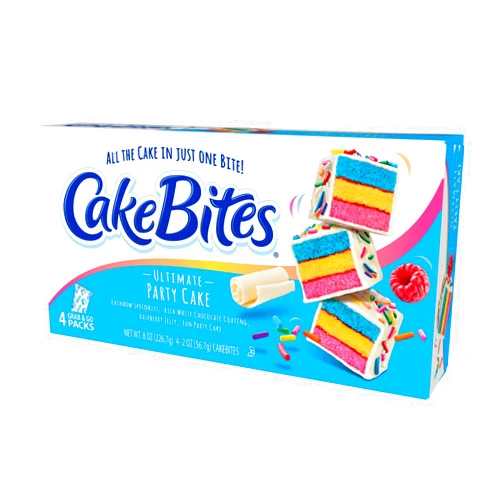 CAKEBITES PARTY CAKE FAMILY PK 12CT The Original Cakebites by Cookies United, Grab-and-Go Bite-Sized Snack, White Chocolate Italian Rainbow, 4 Pack of 3 Cake bites