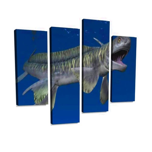 IGOONE 4 Panels Canvas paintings - prehistoric shark orthacanthus dinosaur fossil - Wall Art modern Posters Framed Ready to Hang for Home Wall Decor