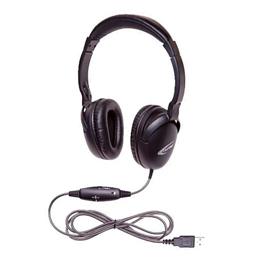 Califone NeoTech Plus 10171MUSB Premium, Over-Ear Stereo Headset with Inline Microphone, USB Plug, Black