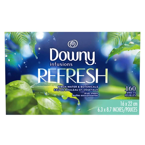 Downy Infusions Fabric Softener Dryer Sheets, Refresh, Birch Water & Botanicals 160 count
