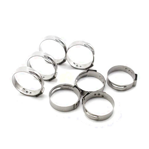 Huicai 304 Stainless Steel Single Ear Hose Clamps Adjustable Clips 8pcs