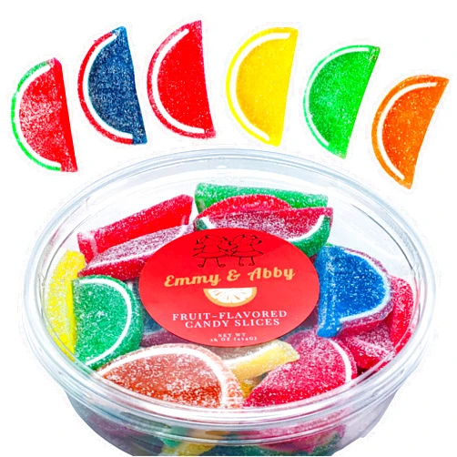 Boston Fruit Slices Emmy & Abby Assorted Jelly Fruit Slices Candy - 1 Pound in a Resealable Tub
