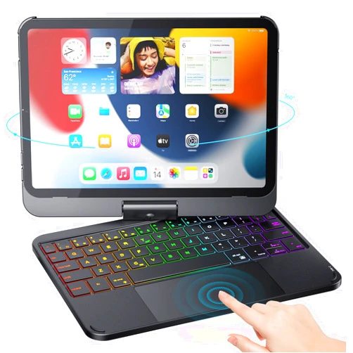 OPAKIT Keyboard Case for iPad Mini 6th Generation, 7 Color Backlit, 360° Rotate, Sensitive Touchpad, Type-C Rechargeable, for iPad Mini 6th Generation 8.3 inch 2021, Black