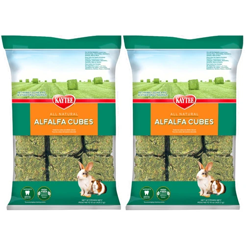 Kaytee Alfalfa Cubes for Rabbits, Guinea Pigs, and Other Small Animals, 15 oz (Pack of 2)