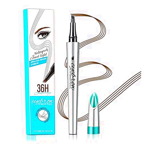 OETUIOW Eyebrow Pencil with 4 Tip Microblade, Eyebrow Microblading Pen, Smudge-proof Natural Eyebrow Hair, Eyebrow Pen Micro Brow Pencil Lift Snatch Eyebrow Eye Makeup Long-Lasting Waterproof (Dark Brown)
