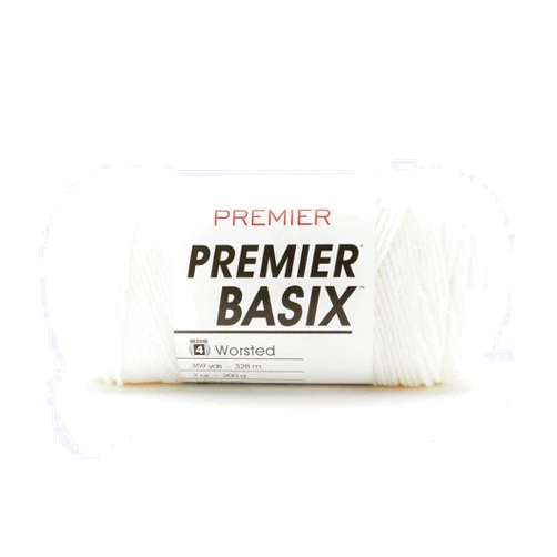Premier Yarns Basix, Solid Worsted Yarn, Made of Acrylic, Ideal Yarn for Crocheting and Knitting, White, 359 Yards