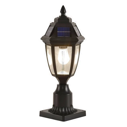 BOXCUPIN Solar Post Lights Outdoor 1 Pack, Motion Sensor Solar Lamp Post Lights with Pier Mount Base, Waterproof Outdoor Post Lights for Garden Wood Fence Deck, Black, BXOWLS12