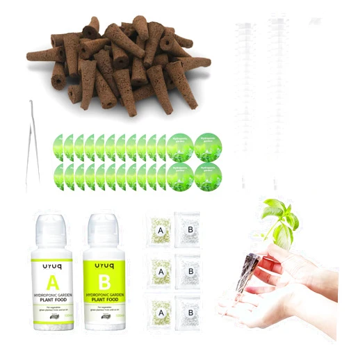 URUQ 188Pcs Hydroponic Pods Supplies: Grow Anything Kit with 45 Grow Sponges, 45 Grow Baskets, 45 Grow Domes, 45 Pod Labels, 8 A&B Plant Food - Compatible Hydroponics Growing System Most Brands