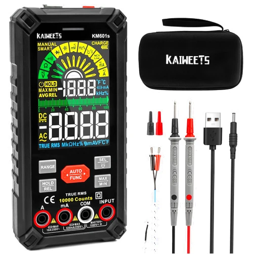 KAIWEETS 10000 Counts TRMS Digital Multimeter with Auto Ranging, Rechargeable, Measures Voltage, Current, Resistance, Continuity, Duty-Cycle, Capacitance, Frequency