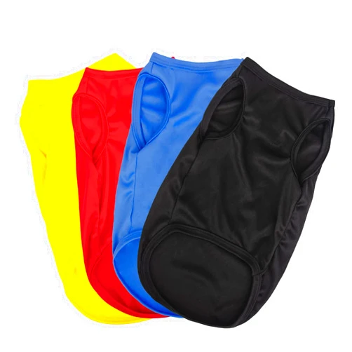 Hozz 4 Pieces Dog Shirts Pullover Soft Blank Puppy T-Shirt Small Dogs Colorful Solid Pet Summer Clothes Red Yellow Blue Black Plain Shirts Sleeveless Outfit for Most Dogs Cats Puppy Pet no Shrink L