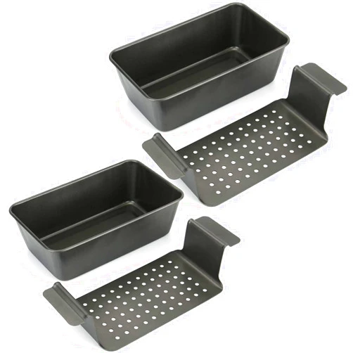 Tosnail 4-Piece Non-Stick Meatloaf Pan with Drain Bread Loaf Pan Set
