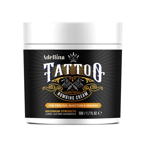 Adellina Tattoo Numbing Cream (50g/1.7oz), Painless Tattoo Numbing Cream Extra Strength, Numbing Cream for Tattoos, 6 Hours Maximum Strength, Tattoo Supplies