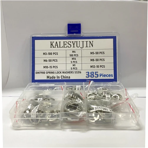 KALESYUJIN-385PCS DIN7980 Spring Lock WASHERS SS316 Stainless Steel (M3-M16)
