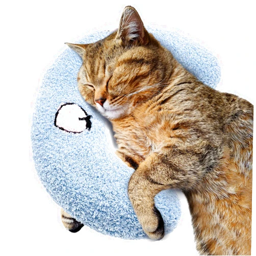 ucho Cat Pillow Pets, Soft Fluffy Cat Neck Pillow for Cat Bed, U-Shaped Pillow for Pet, Pet Calming Toy Half Donut Cuddler for Joint Relief Sleeping Improve Machine Washable- Blue