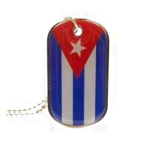 VIVA SOUVINERS Cuba Country Flag Dog Tag Metal Necklace with 14 Inch Chain ... New