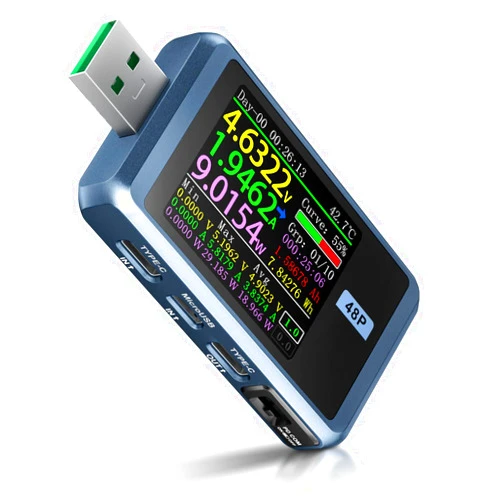 FNIRSI USB Tester 4-24V 6.5A LCD USB A&C Voltage Current Power Display Multimeter, Fast Charge Detection Trigger, PD2.0/PD3.0,QC2.0/QC3.0, CNC Metal Shell