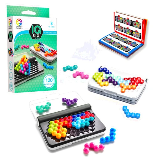 SmartGames IQ Six Pro Travel Game for Kids and Adults, a Skill-Building Brain Game - Brain Teaser for Ages 8 & Up, 120 Challenges in Travel-Friendly Case
