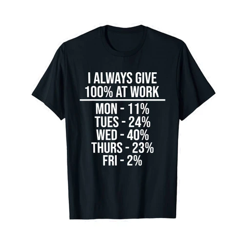 Funny Office Humor Gifts I Always Give 100% at Work Funny Work Quotes Humor Sarcastic T-Shirt