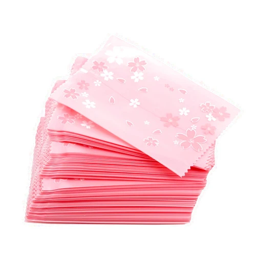 LILIYUAN 100Pcs Treat Bags Party Favor Bags Sakura Bags Pink Gift Bags Candy Goodies Bags Gift Wrapping Package