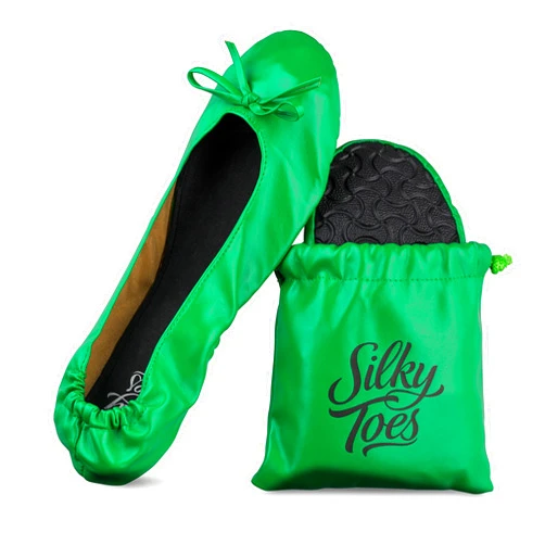 Silky Toes Foldable Flats for Women Purse Ballet Shoes Ballerina Slippers