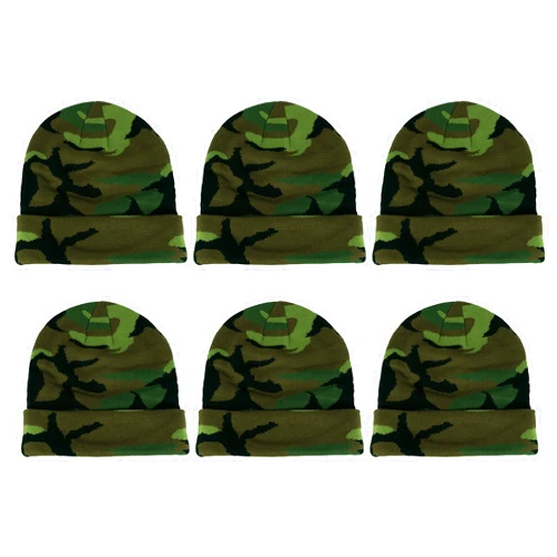 Gelante Unisex Knitted Winter Beanie Hat 6 Pcs. 2060A-Camo-6PC