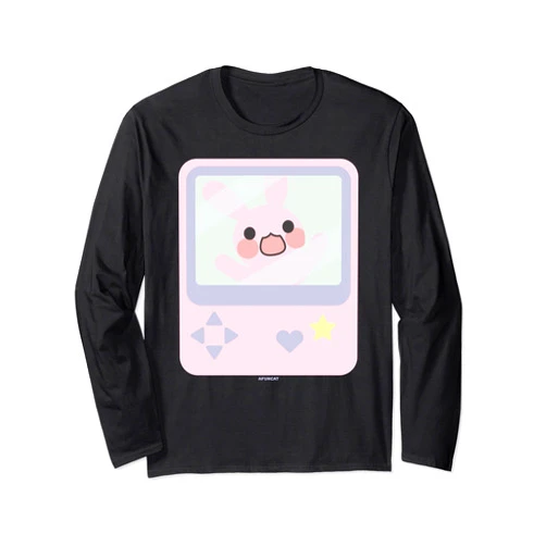 A Fun Cat NEW Super Kawaii Gamer Bunny Rabbit Pastel Long Sleeve T-Shirt