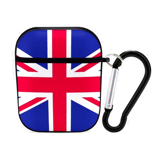 Haeyev Compatible with AirPod 2/1 Case Cover British Flag Hard Case Design with Hanging Buckle Suitable for Boys Girls Mens Womens Black-Style-7