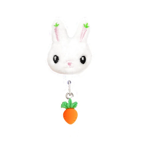 ReelFun Easter Bunny Rabbit Retractable Badge Reel ID Tag, with Alligator Clip,24in Nylon Cord, Nurse Office Employee Name Badge