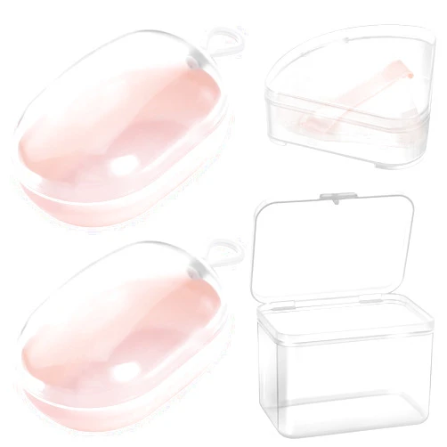 Pimoys 4 Pcs Makeup Sponge Holder Case, Beauty Blender Holder Cosmetic Egg Makeup Sponge Powder Puff Protective Container Storage Box for Travel (Transparent)
