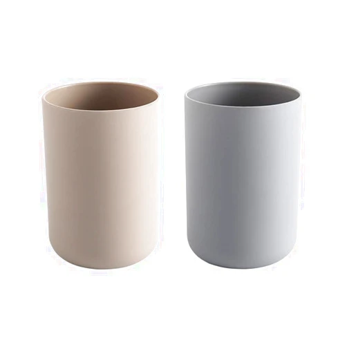 Vitbunana Simple Couple Toothbrush Cups 2Pcs,Plastic Bathroom Cup,10.14oz Toothbrush Cup,Toothbrush Holder (Grey&Brown)