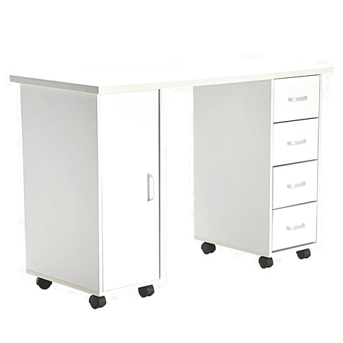 Voqoomkl Double Edged Manicure Nail Table,Nail Table Station Desk with 4 Drawer Sand 2 Storage Box,Spa Beauty Salon Nail Table Station Desk Art Equipment
