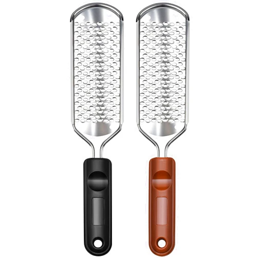 MODENGKONGJIAN 2 Pcs Foot Files Callus Remover, Stainless Steel Professional Pedicure Foot Rasp Scrubber Foot Care Tools to Removes Hard Skin Corns for Dry and Wet Fee
