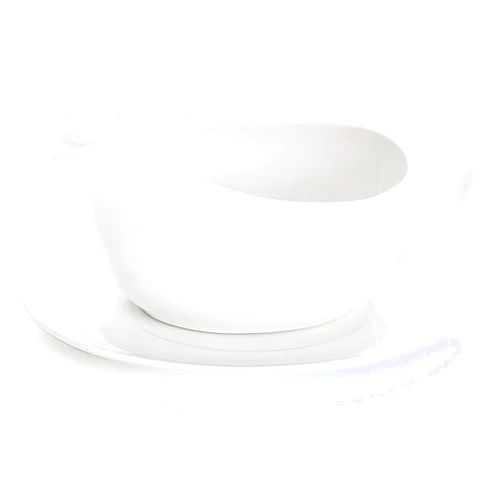 Yesland 15 oz Gravy Boat and Tray, Ceramic White Gravy Sauce Boat with Saucer Stand for Dining, Holiday Meals & Parties