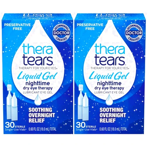 TheraTears Liquid Gel Nighttime Eye Drops for Dry Eyes, 30 Count (Pack of 2)