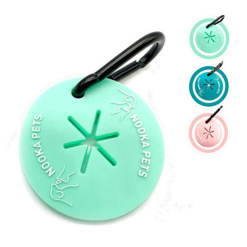 Nooka Pets Silicone Dog Poop Bag Holder, Dog Poop Bag Carrier, Waste Bag Holder for Leash, Hand Free Holder, Poop Pal, Lightweight with Metal Carabiner Clip Included (Teal)