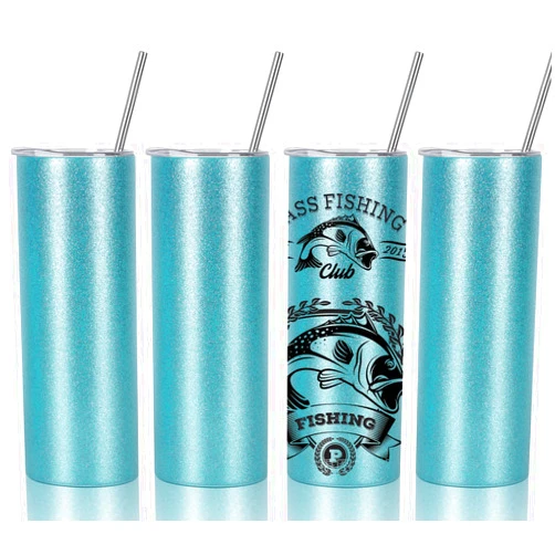 Wzaytia Glitter Sublimation Tumblers 20 Oz Skinny Straight, 4 Pack Sublimation Glitter Skinny Tumbler Blanks, Insulated Stainless Steel Tumbler, Blue