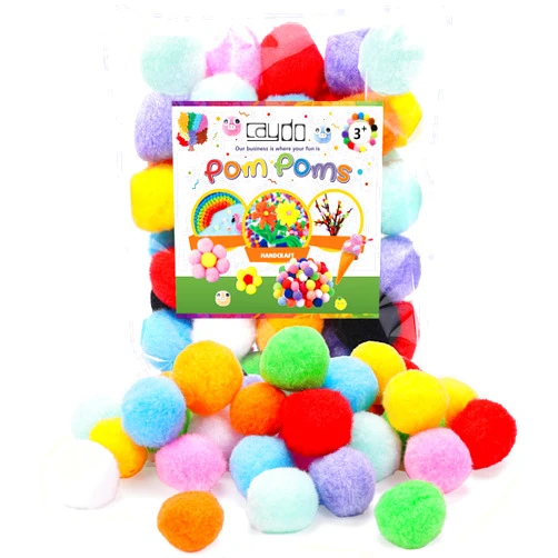 Caydo 1.5 inch Large Pom Poms, 50PCS Assorted Craft Pompom, Soft and Fuzzy Pompoms Balls for DIY Creative Crafts Projects Decorations