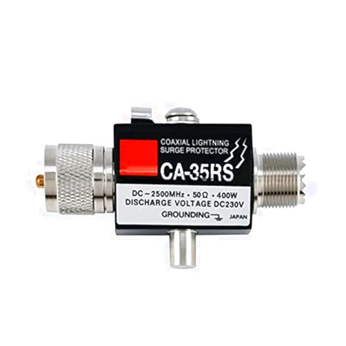 Zerone UHF Coaxial Lightning Surge Arrester, CA-35RS 0-2500MHz 50 Ohms Lightning Surge Protector Male to Female UHF Connector