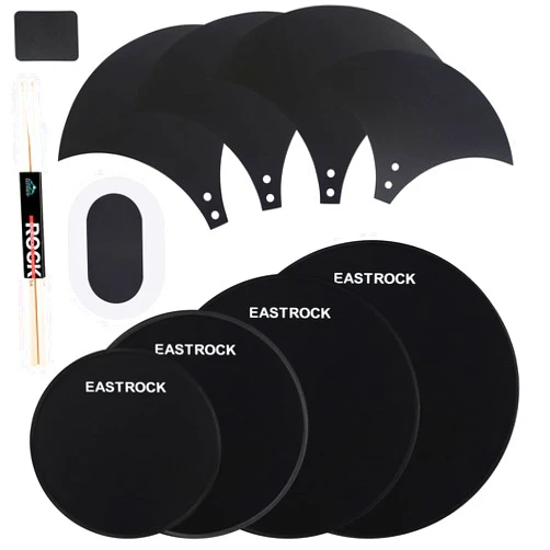 EASTROCK Drum Mute Pads Set 11 Pieces With Cymbal Pad + Hi hats Set Pad, Foam Drum Silencer Pads, Fit 10”, 12”, 14”, 16