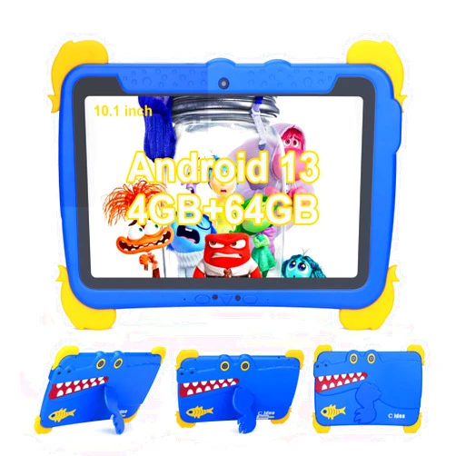 C idea 10.1 inch Kids Tablets|Upgraded Android 13 Tablet for Kids| Children Tablet 4GB RAM+64GB ROM(1TB TF), FHD IPS Screen |Pre-intalled IWAWA|6000mAh Battery| 5G WiFi|Great Gift for Toddler(Blue)