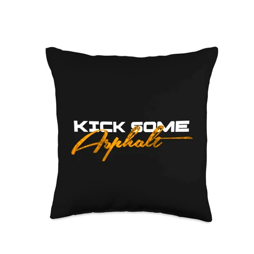 Visit The Marathon Running Gifts Kick Some Asphalt-Runner Throw Pillow, 16x16, Multicolor