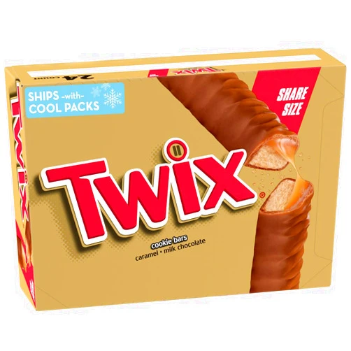 TWIX Caramel Chocolate Cookie Candy Bar Bulk Pack, Share Size, 3.02 oz Bar (Pack of 24)