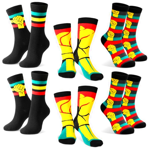 Glitopper 6 Pairs Black History Month Socks for Men Women Juneteenth Novelty Dress Socks for African Men Black Power Pan Flag African Flag Crew Gift