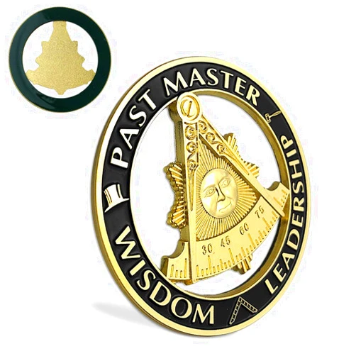 ASmileIndeep Past Master Masonic Car Emblem Black & Golden Mason Auto Decal