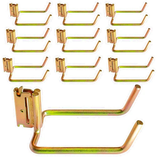 MorScan 10 Pack E Track Heavy Duty Shovel Hanger, Large Steel Tool Hook Double J Hook for Store Long Handled Tools in Trailers, Trucks, Vans, Warehouses, Garages, Workshop, Garden Tools Organizers Storage