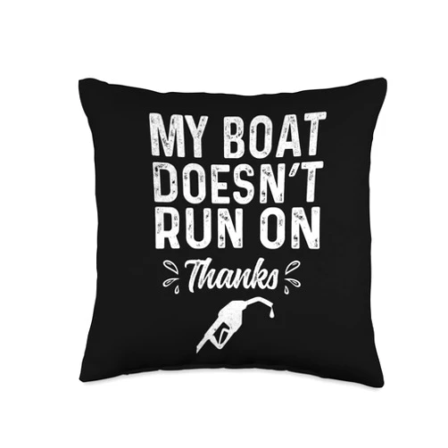 Pontoon Captain Yacht Owner Motorboat Lovers Tee Mens Run on Thanks Funny Boat Owners Humor Throw Pillow, 16x16, Multicolor